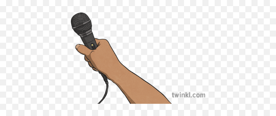 Hand With Microphone Illustration - Twinkl Hand Png,Microphone Png