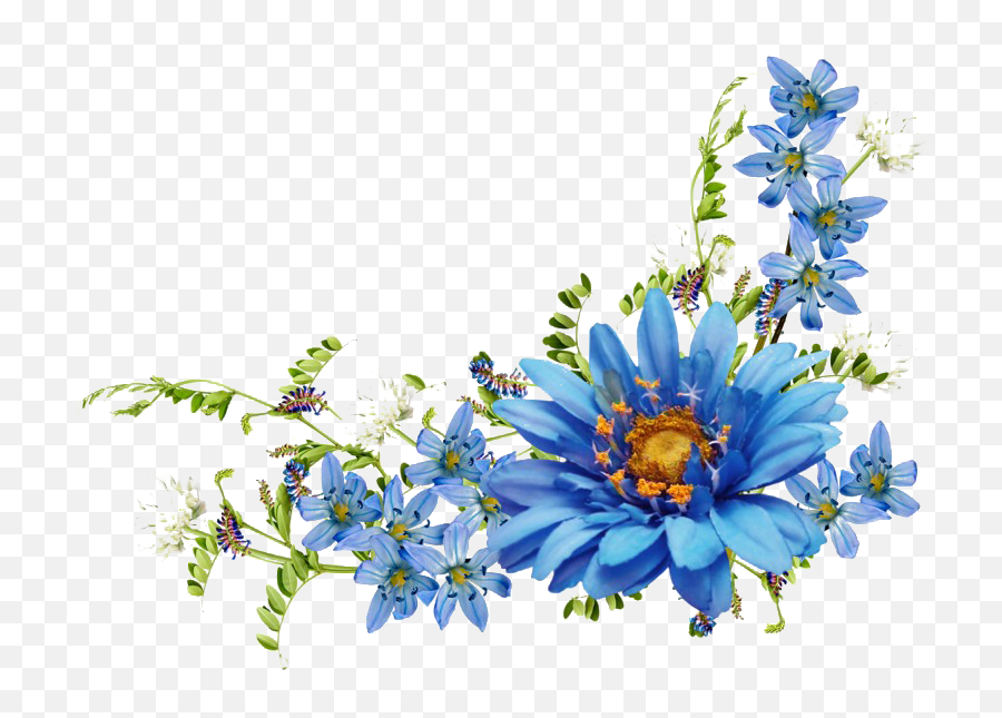 Blue Floral Png Photos Mart - Transparent Blue Flower Png,Blue Flower Png