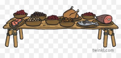 Thanksgiving Table Illustration - Twinkl Clipart png