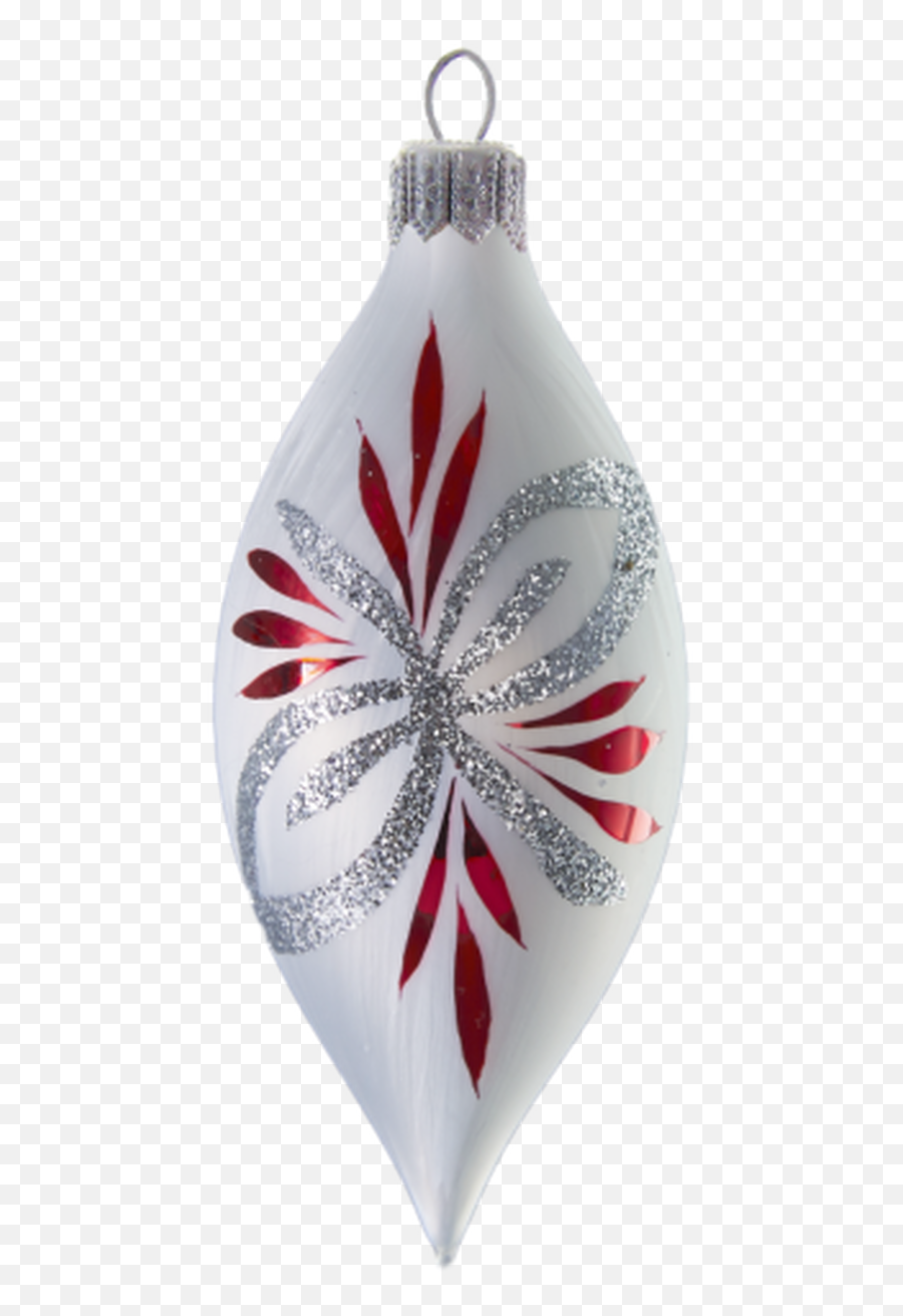 White Teardrop With Silver And Red Poinsettia - Decorative Png,Silver Snowflake Png