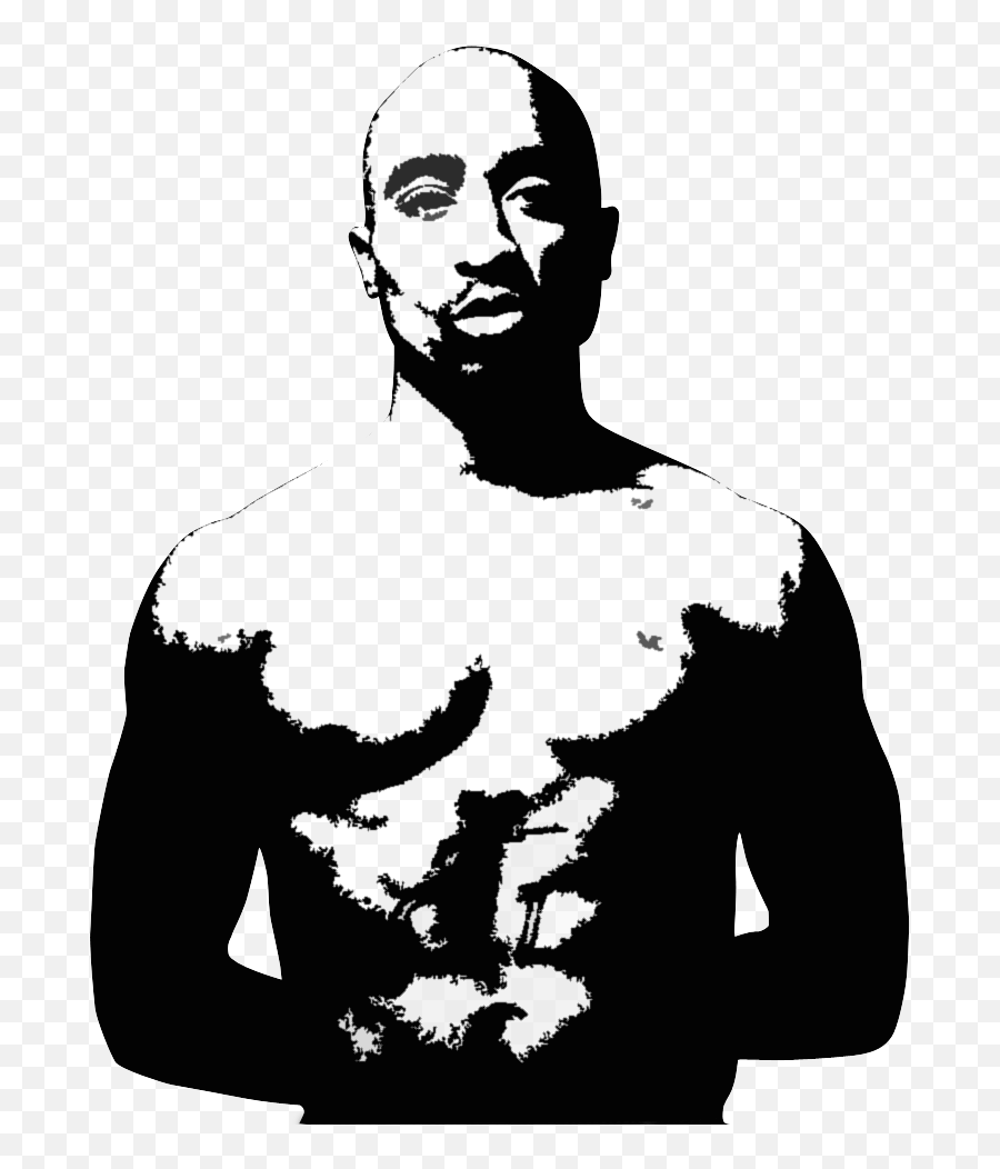 Free Tupac Stencil Black And White Download - 2pac Silhouette Png,Tupac Icon