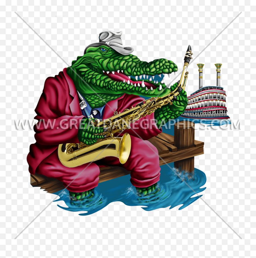 Jazz Gator Production Ready Artwork For T - Shirt Printing Illustration Png,Gator Png