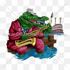 Jazz Gator Production Ready Artwork For T - Shirt Printing Illustration Png,Gator Png