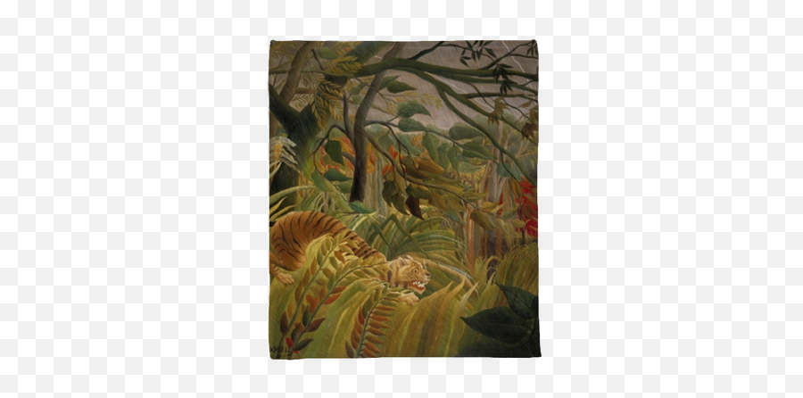 Plush Blanket Henri Rousseau - Tiger In A Tropical Storm Henri Rousseau Tiger In A Tropical Storm Png,Topical Storm Icon