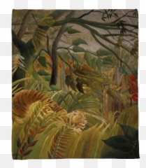 Plush Blanket Henri Rousseau - Tiger in Tropical Storm In A png