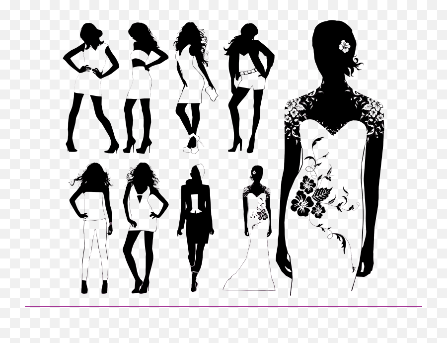 Model Fashion Runway Silhouette - Black And White Womenu0027s Model Png,Models Png