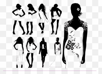 Model Fashion Runway Silhouette - Black and white womenu0027s png