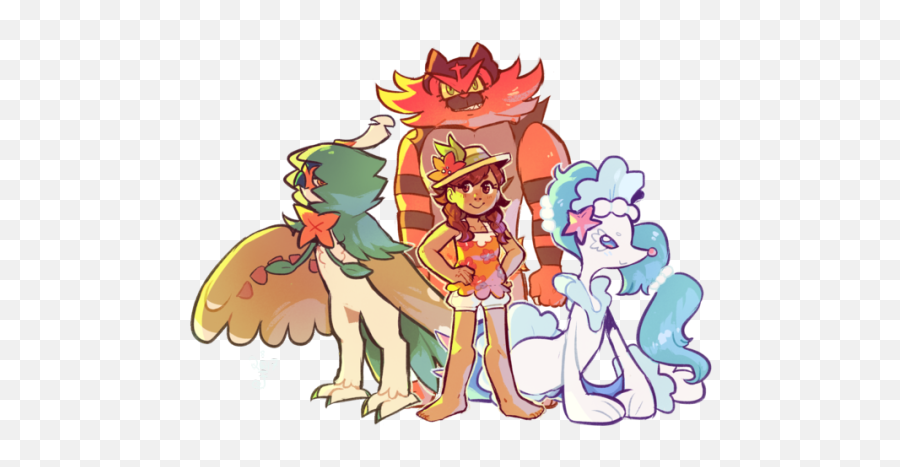 Decidueye Incineroar And Primarina Pokemon - Decidueye Primarina And Incineroar Png,Incineroar Png