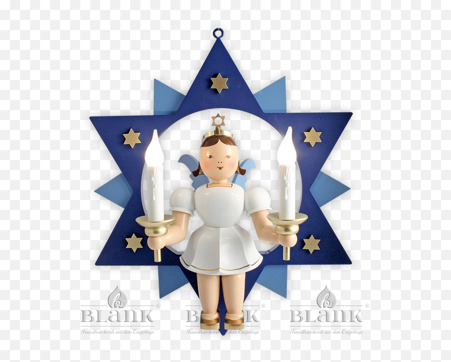 Angel In A Star With Electric Lighting 30 Cm Coloured - Figurine Png,Star Crown Png