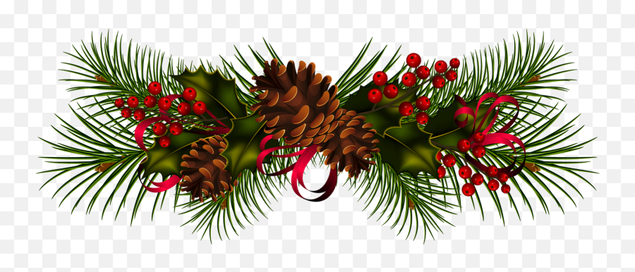 Garland Christmas Wreath Clip Art - Christmas Pine Cones Clipart Png,Garland Png