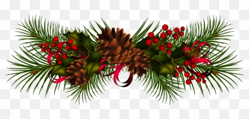 Garland Christmas Wreath Clip Art - Christmas Pine Cones Clipart Png,Garland Png