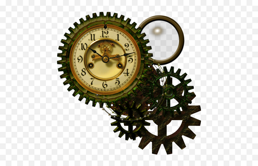 Download Hd Steampunk Clock Png Image Black And White - Engranajes De 50 Dientes,Vintage Clock Png