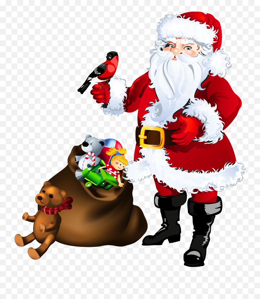 Download Claus Ornament Transparent Santa Toys With - Santa Claus With Toys Png,Christmas Ornament Transparent Background