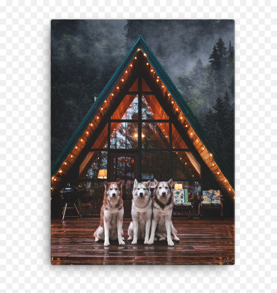 Cozy A - Frame Cabin Canvas Siberian Husky Png,Husky Transparent