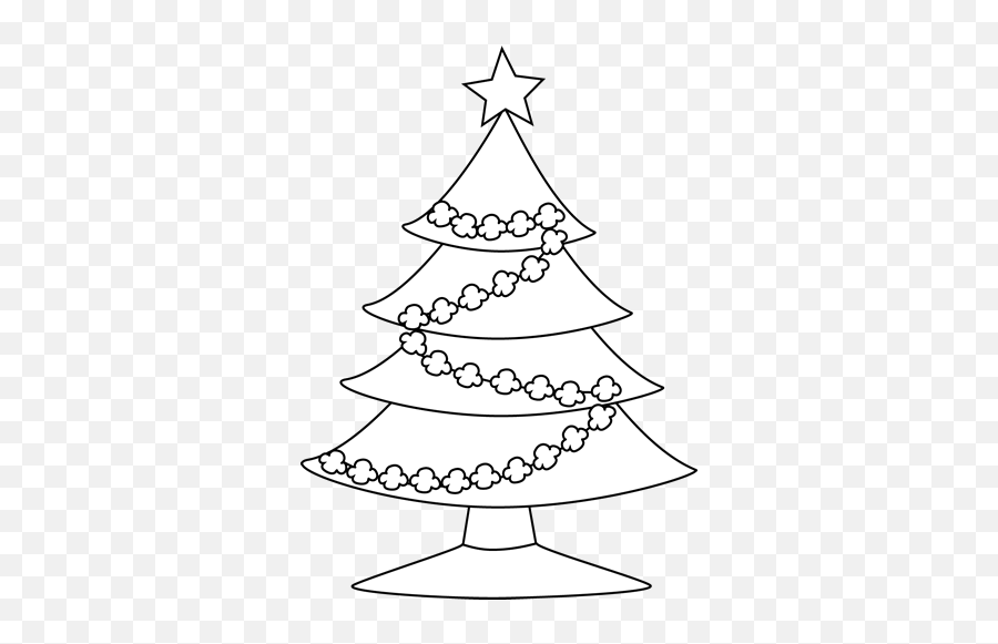 Christmas Tree Black And White Popcorn - Christmas Outline Pics Background Png,Christmas Tree Clip Art Png