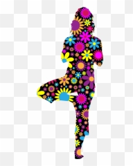 Yoga Silhouette - This Free Icons Png Design Of Floral Woman Clip Art