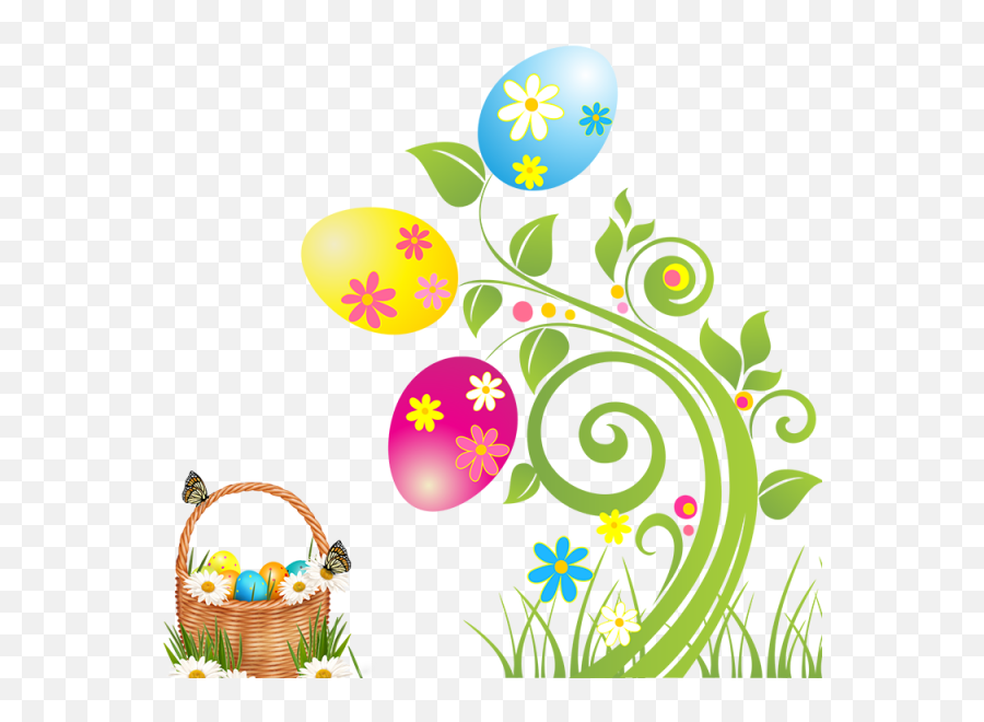 Easter Flowers And Basket - Wall Transparent Background Easter Borders Png,Wall Vines Png