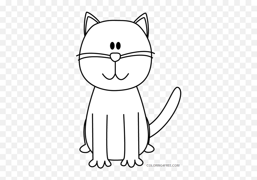 Cat Outline Coloring Pages Black - Cat Clipart Black And White Png,Cat Outline Png