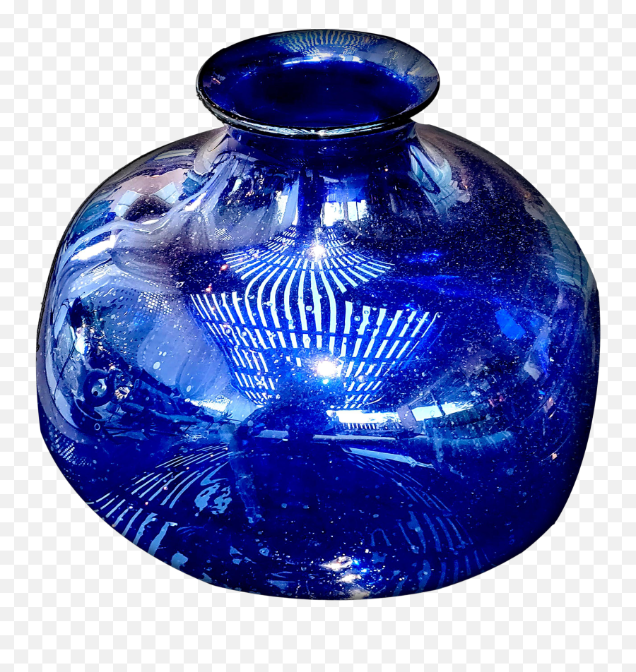 Enormous Vintage Hand - Blown Cobalt Blue Air Bubble Infused Pinched Dimple Glass Decanter Vase Png,Air Bubbles Png