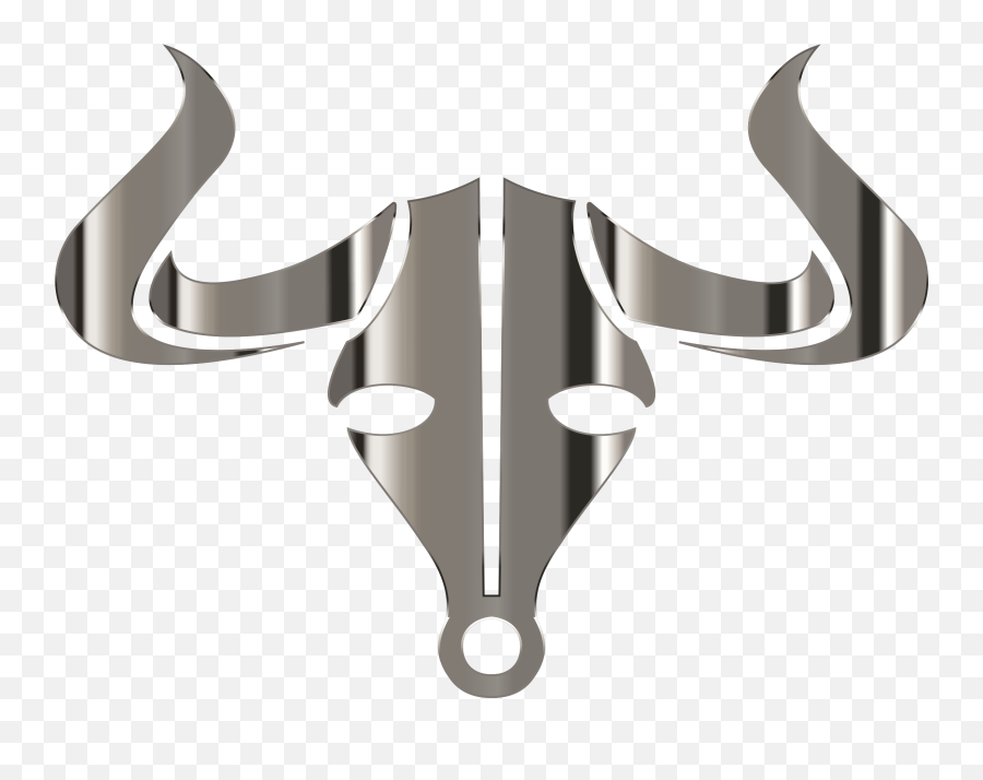 Polished Chrome Bull Icon No Background Clip Arts - Bull Bull Clipart Black And White In Png,Chrome Icon White