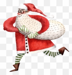 Hand Drawn Old Man Running Png Transparent - Christmas Day Clip Art,Man Running Png