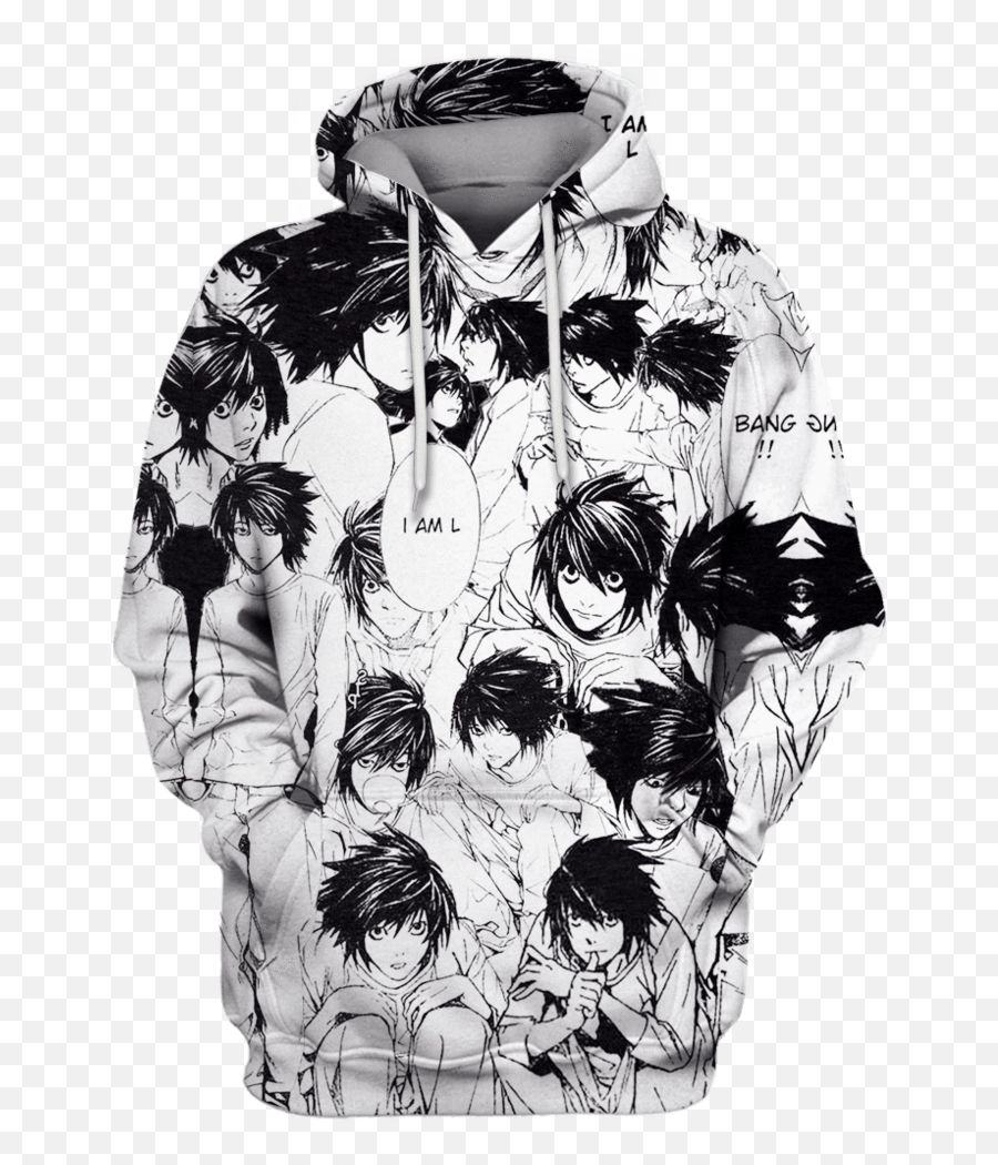 Death Note Tshirt - Zip Hoodies Apparel Death Note L Wallpaper Handy Png,Death Note Png