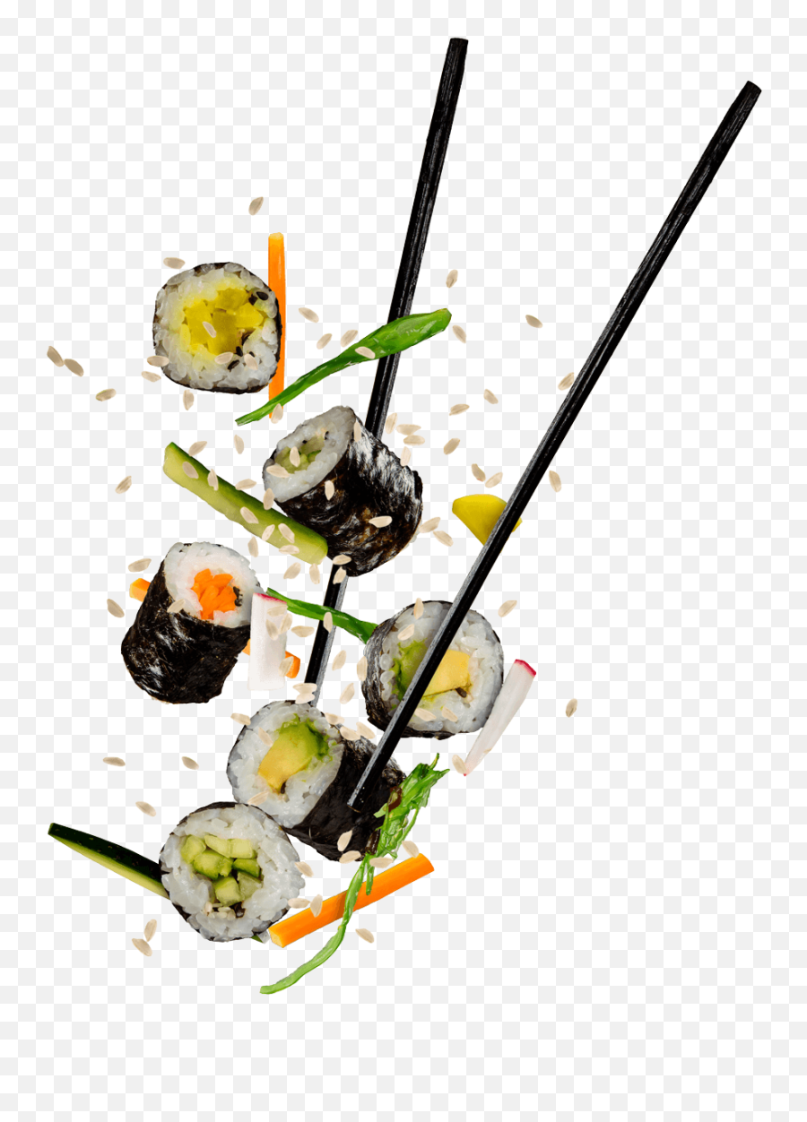 Download Sushi Breakfast Corporate Catering - Flying Sushi Chopsticks With Sushi Png,Sushi Transparent