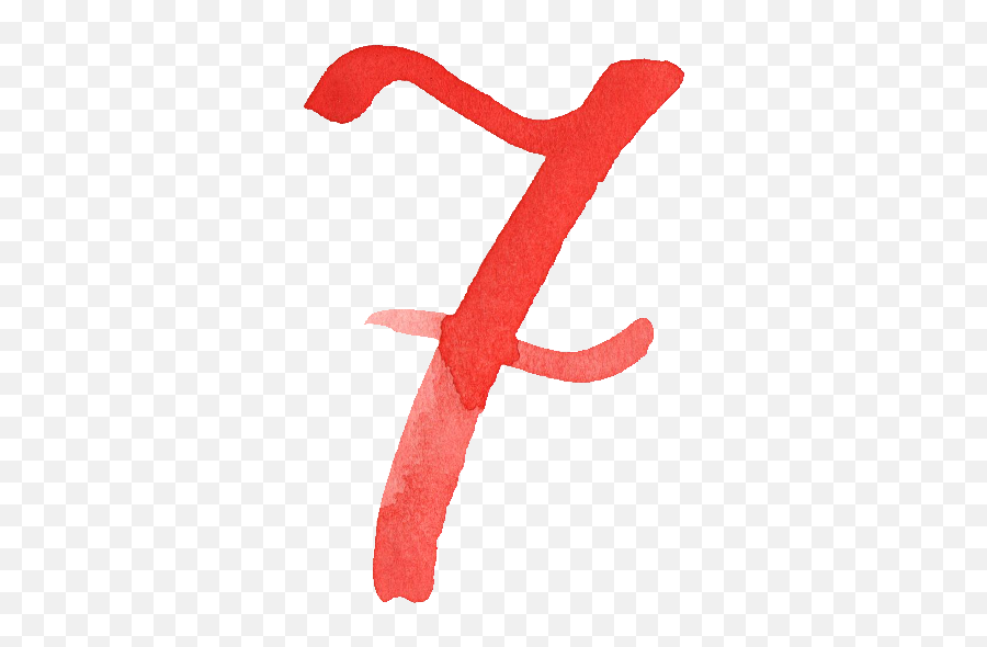 Red Watercolor Numbers Transparent - Red Number 7 Png,Number 7 Png