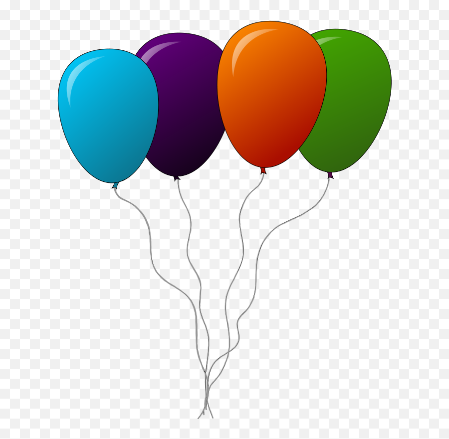 Four Balloons Png Diffrent Colour Clipart - 4 Balloons Clipart,Balloon Images Png