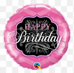 Birthday Pink Black Balloon - Event png