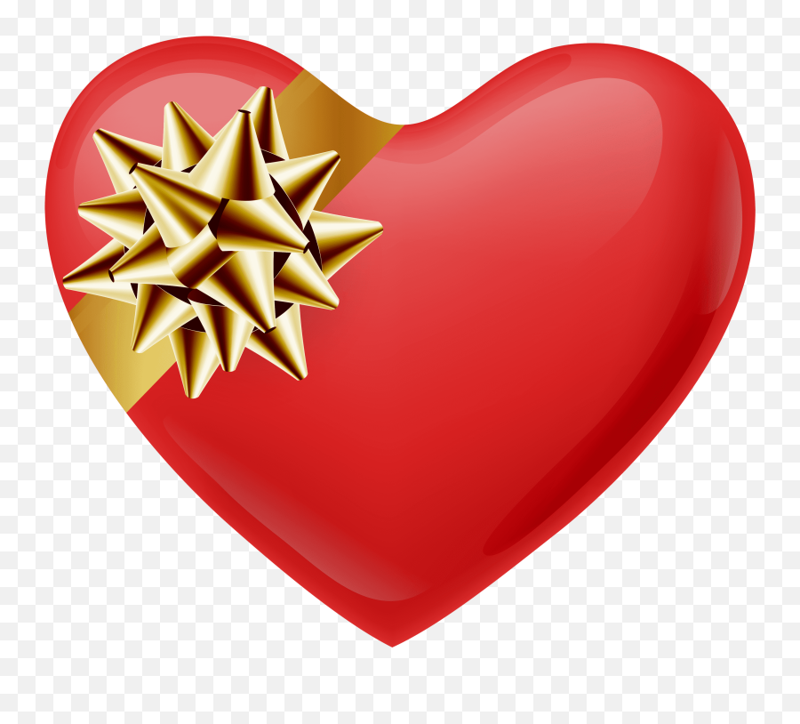 Heart With Gold Bow Transparent Png Image