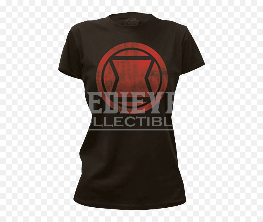 Juniors Distressed Black Widow Symbol T - Active Shirt Png,Black Widow Symbol Png