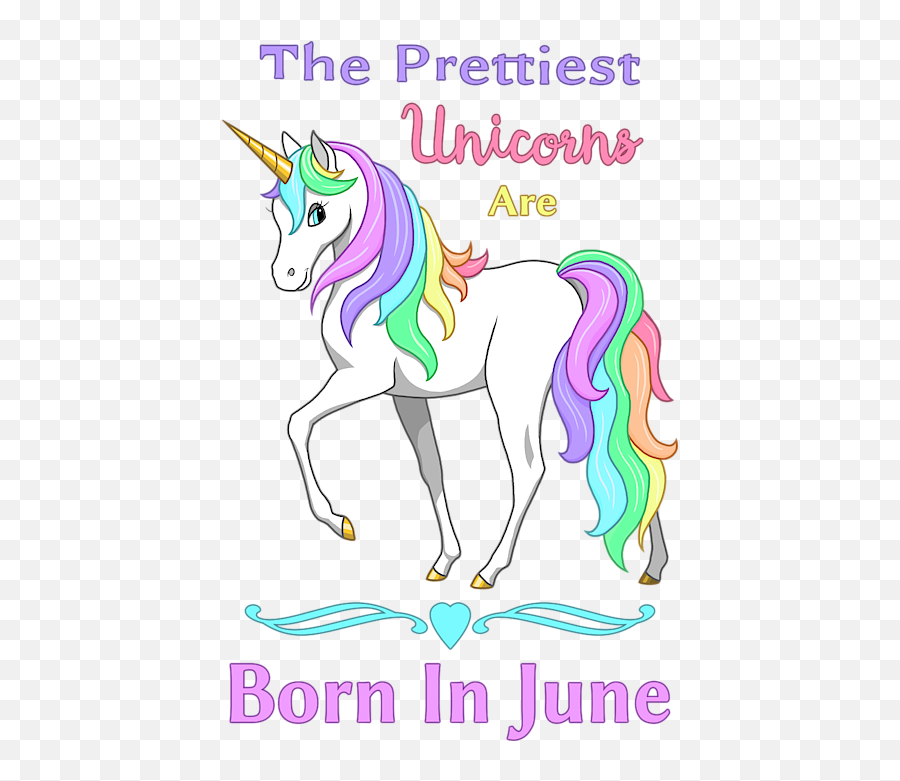 Pretty Rainbow Unicorn Born In June - Pretty Unicorns Png,Pretty Unicorn Icon