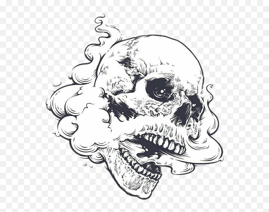 Dark Edgy Skull Art Smoke Weed High - Open Mouth Skull Drawing Png,Weed Smoke Png