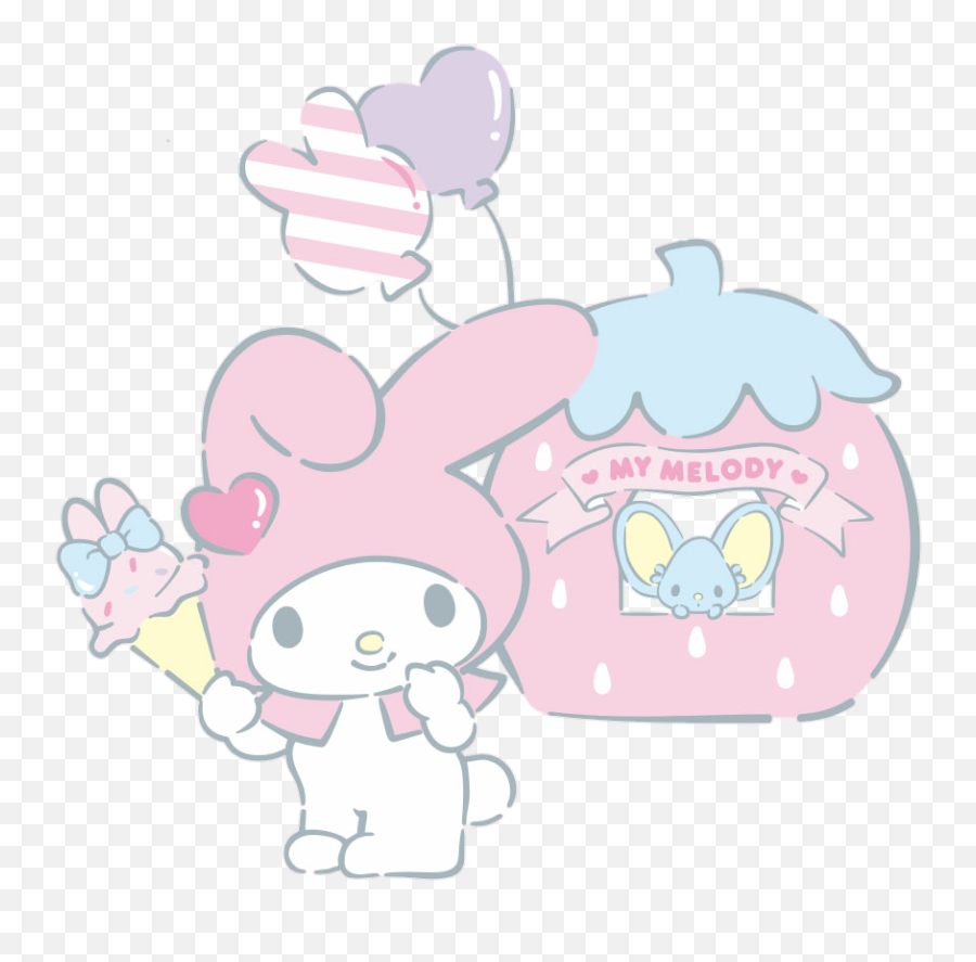 Download Hd Mymelody Melody Mouse Icecream Pink Cute Balloon - My Melody Png,My Melody Transparent