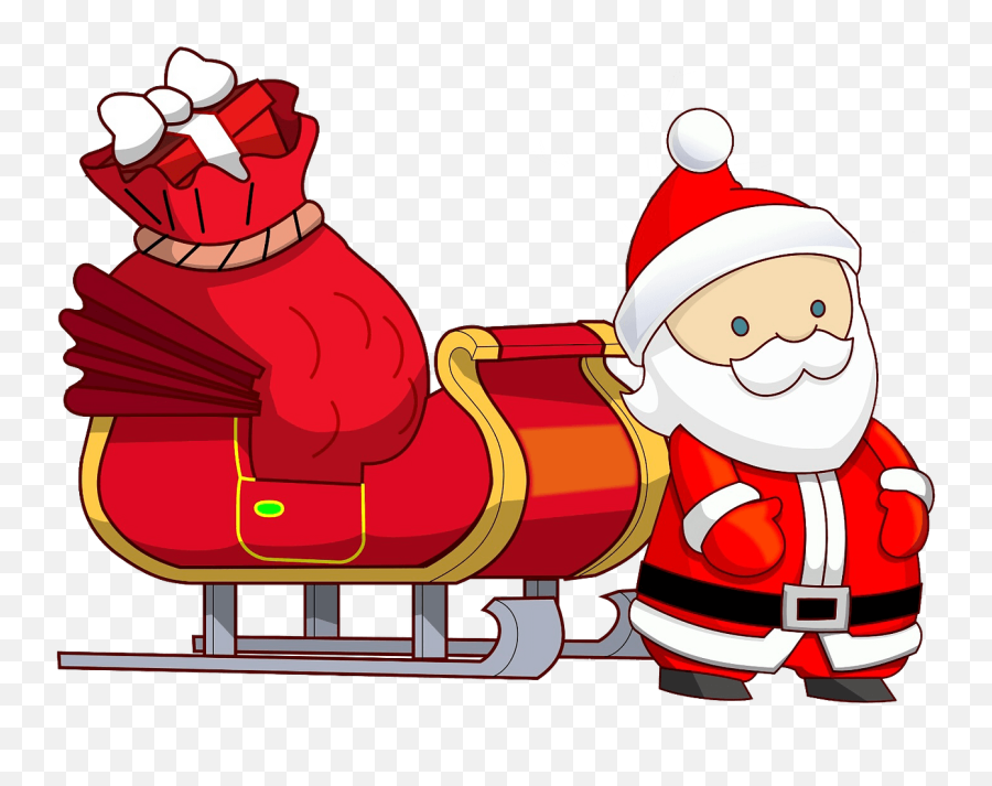 Santa And His Sleigh Clipart Free Download Transparent Png - Télapó,Sled Png