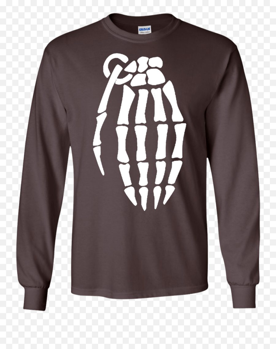 Download Hd Skeleton Hand Grenade Ls T - Shirt Skeleton Hand Skeleton Hand Grenade Png,Skeleton Hand Png