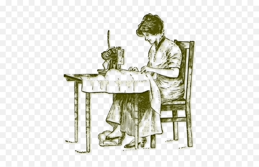 Vector Illustration Of Vintage Woman Sewing - Gambar Orang Menjahit Kartun Png,Vintage Png