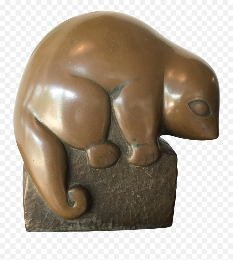 1980s Folk Art Marian Weisberg Bronze Baby Possum Sculpture - Bronze Sculpture Png,Possum Transparent