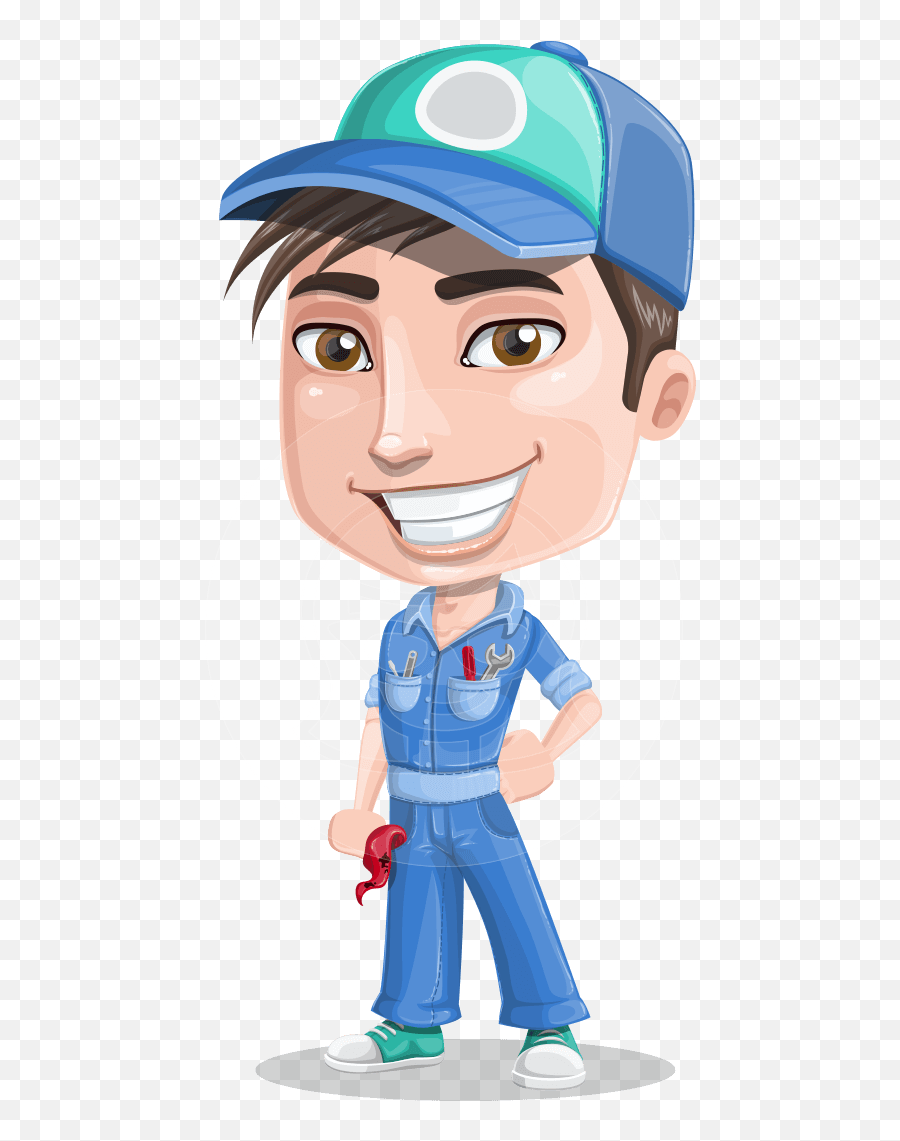 Download Hd Png Black And White Ashton - Cartoon Holding A Phone,Mechanic Png