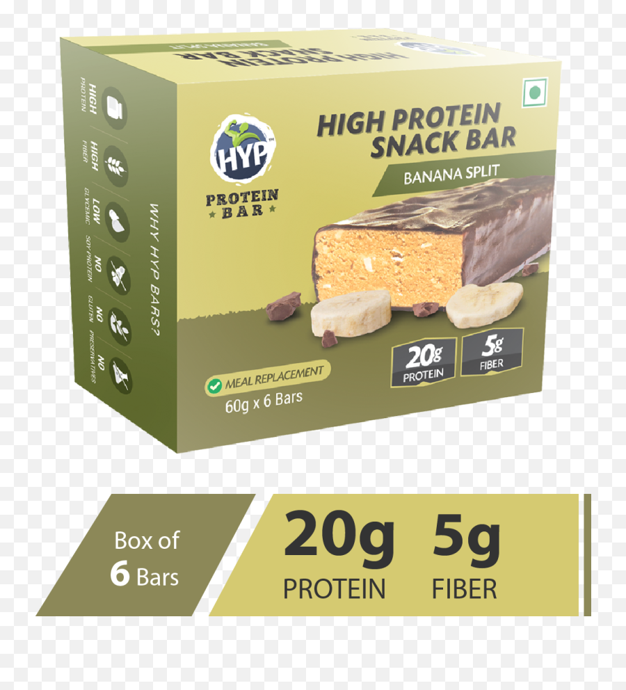 Hyp Whey Protein Bar Pack Of 6 60g X - Banana Split Sugarfree Chocolate Design Box Png,Banana Split Png