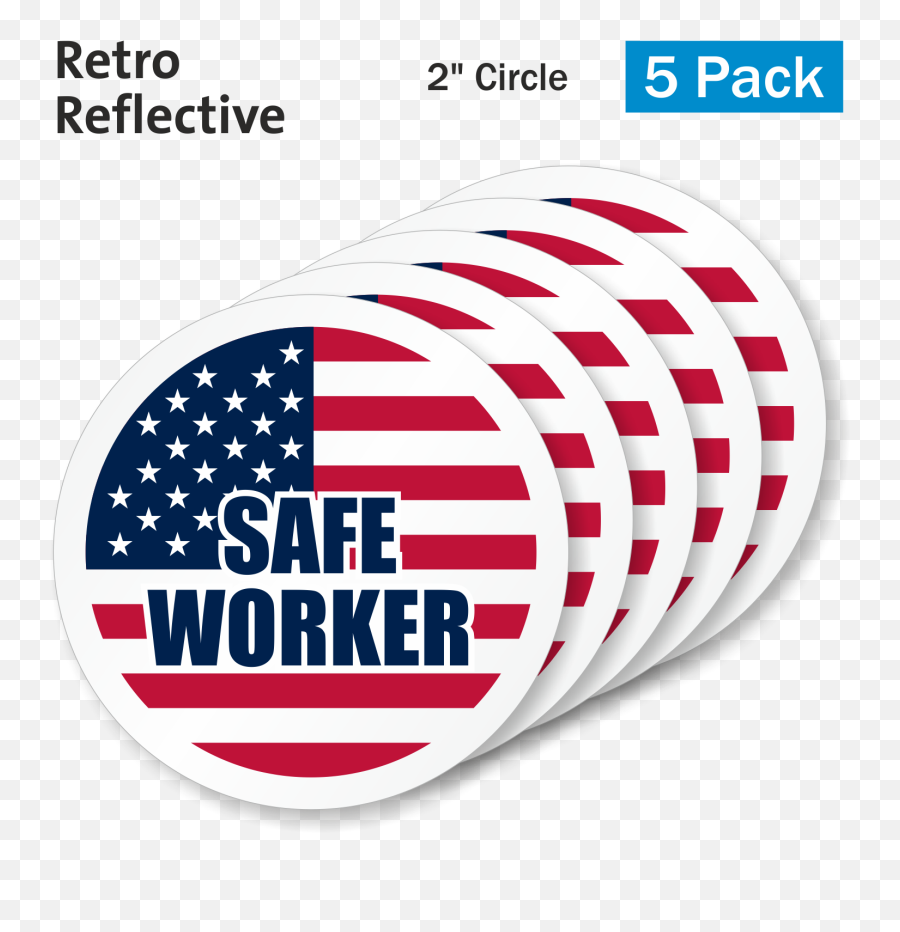 Safe Worker With Us Flag Hard Hat Label Sku Hh - 0594 Fort Sumter Png,American Flag Circle Png