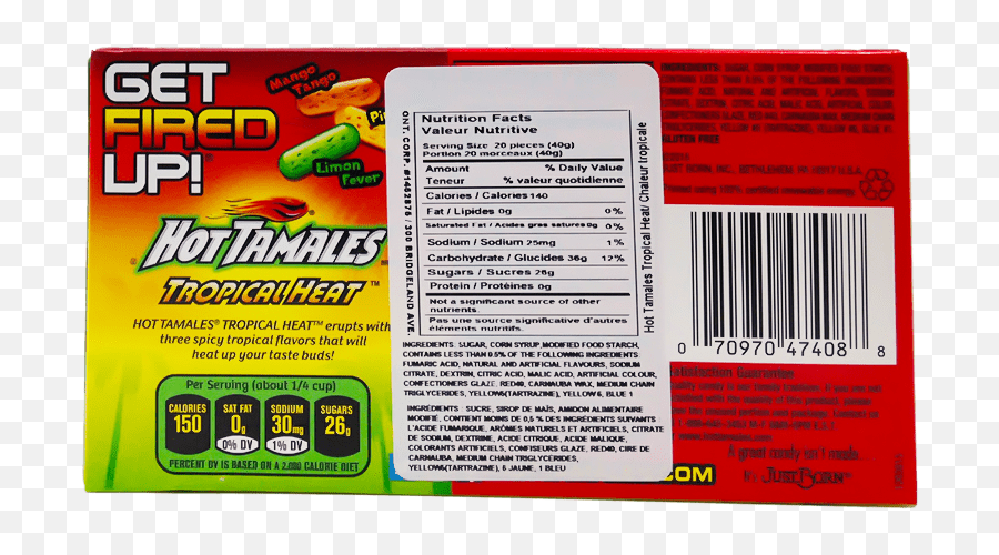 Hot Tamales Tropical Heat Theater Box - Nutrition Facts Label Png,Hot Tamales Logo