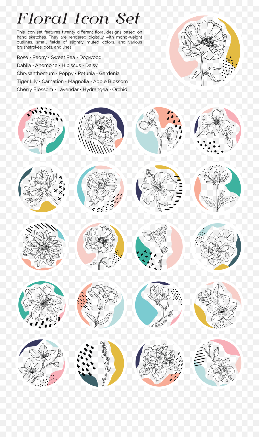 Vector Floral Icon Set - Language Png,Small Rose Icon