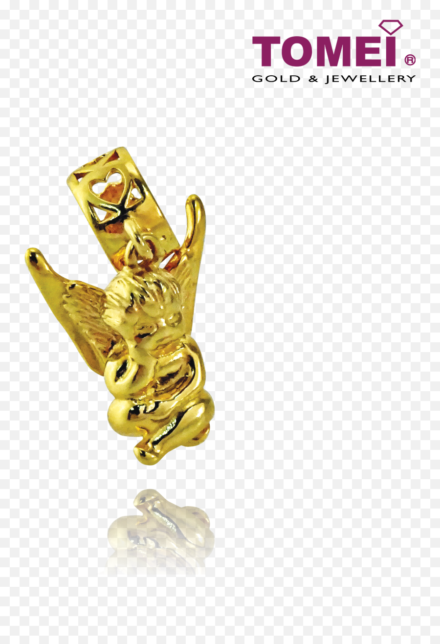 Cupid With Angel Wings Charm Colors Of Memories Tomei Yellow Gold 916 22k Tm - Yg0620p1c Tomei Jewellery Png,Gold Wings Png