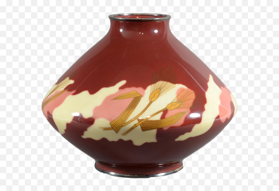 Stylish Japanese Cloisonne Enamel Vase By Ando Company - Vase Png,Japanese Clouds Png
