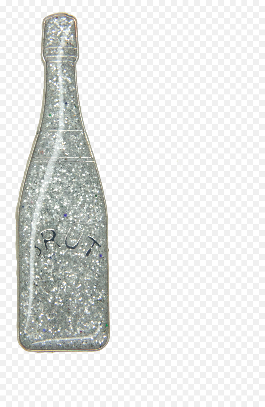 Champagne Bottle Pin Silver Glitter - Godertme Png,Silver Glitter Png