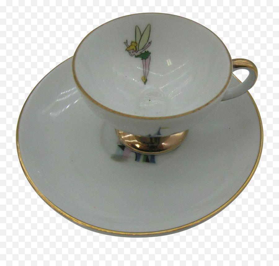 Vintage Tea Cup Png - Vintage Tea Cup And Saucer With Disney Disney Tinkerbell Teacup,Disney Castle Png