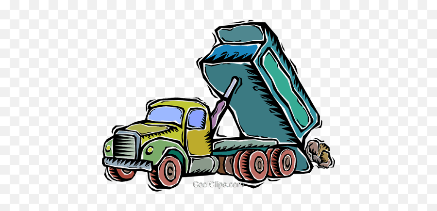 Dump Truck Unloading Boulders Royalty Free Vector Clip Art - Dump Truck Unloading Clipart Png,Dump Truck Png