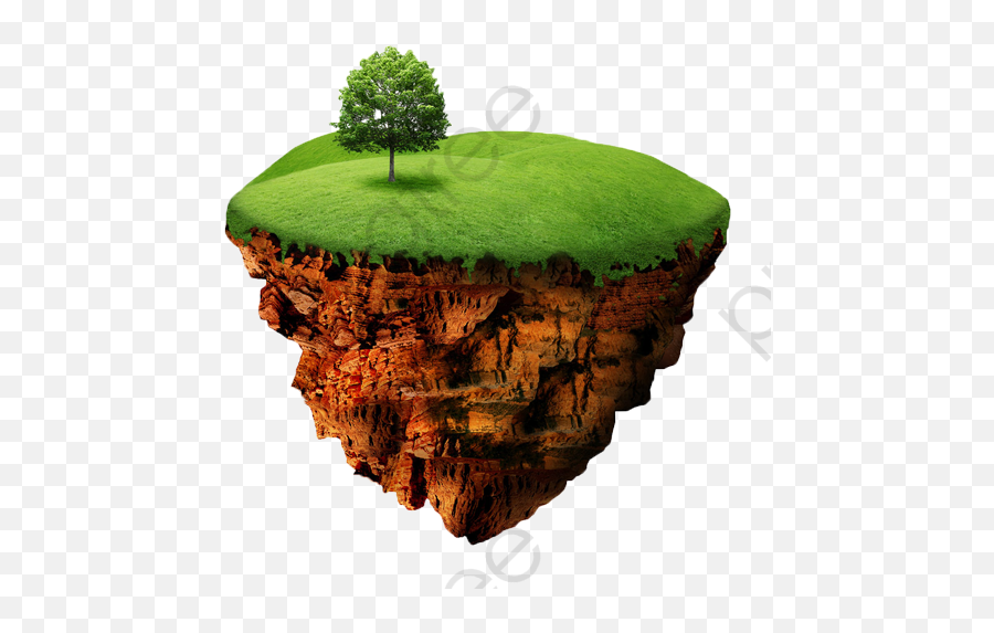 Download Free Png Green Floating Island Clipart - Tree Stump,Island Transparent